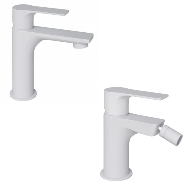 COPPIA MISCELATORI BIDET-LAVABO PASS BIANCO OPACO