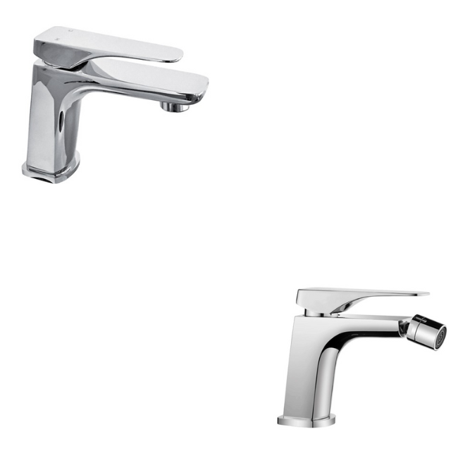 COPPIA MISCELATORI BIDET-LAVABO URSU CROMO