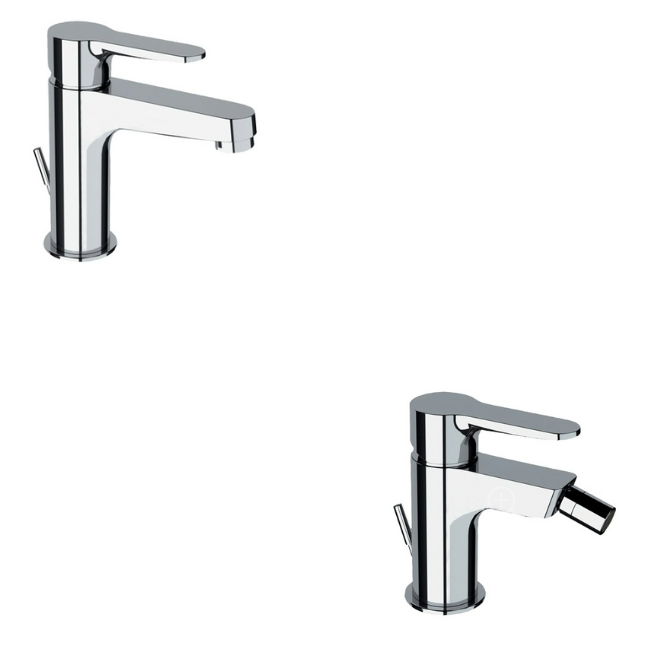 COPPIA MISCELATORI BIDET-LAVABO POIT CROMO