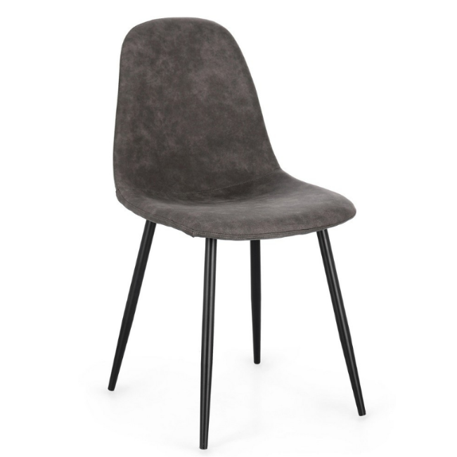 SEDIA NEW IRELIA  NERO/MICROFIBRA GRIGIO SCURO