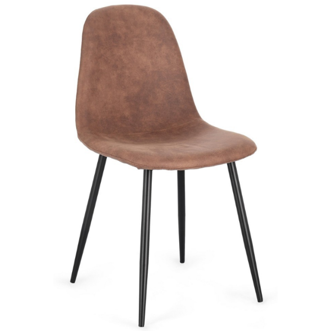 SEDIA NEW IRELIA NERO/MICROFIBRA COGNAC