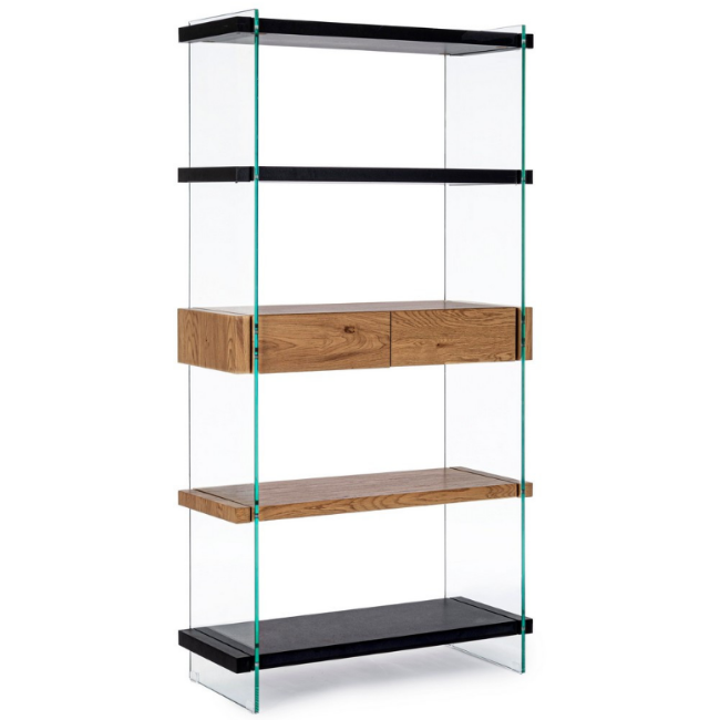 LIBRERIA LINE WOOD NERO 4P-2C
